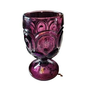 Moon & Star Amethyst Goblet, Wine Glass, 6x3 Vintage L.E. Smith, Glassware